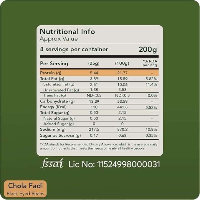 Image of Svasthyaa Chola Fadi Khakhra | Gluten Free Roasted Khakra Snack | Black Eyed Beans Khakhra | No Palm Oil, No Maida | Healthy Light Diet Snack | 200g