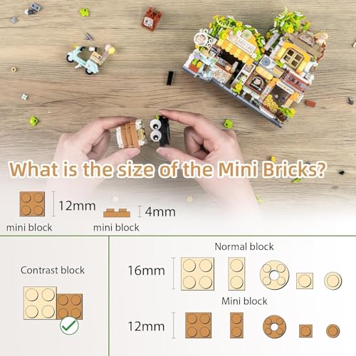 Image of SKY LINE OCEAN Street View Coffee Shop Mini Building Blocks Set, 1077+ PCS Cute Animal Cafe Architecture Model Kit, Creative MOC Construction Toy for Girls Boys Kids Adults, Gift Idea Ages 6+