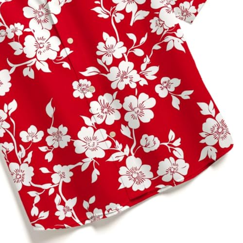 Image of Men's Floral Button-Down Shirt, Cotton Blend Stretchable, Casual Printed Striped Stylish Shirt