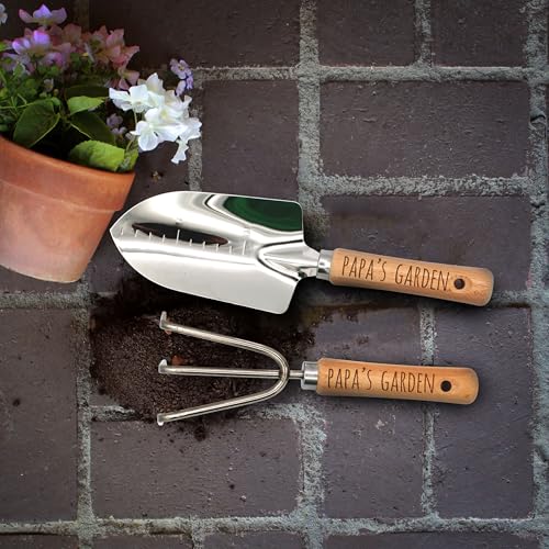 Set personalizado de herramientas de jardín con mango de madera miniatura 7
