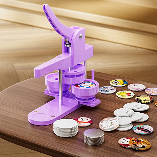 300pcs Button Pin Maker Machine Multiple Sizes 1''+1.25''+2.25'' Badge Button Press Machine W/Metal Pinback Button Refills & 3 Button Making Dies & 3pcs Circle Cutter - Pin Press Kit for DIY Button
