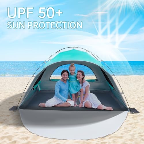 Night Cat Beach Tent Portable Camping Sun Shade Shelter for 2-4 Persons with UV Protection 3 Breathable Mesh Windows Extended Tent Floor Easy Set Up Outdoor image 6