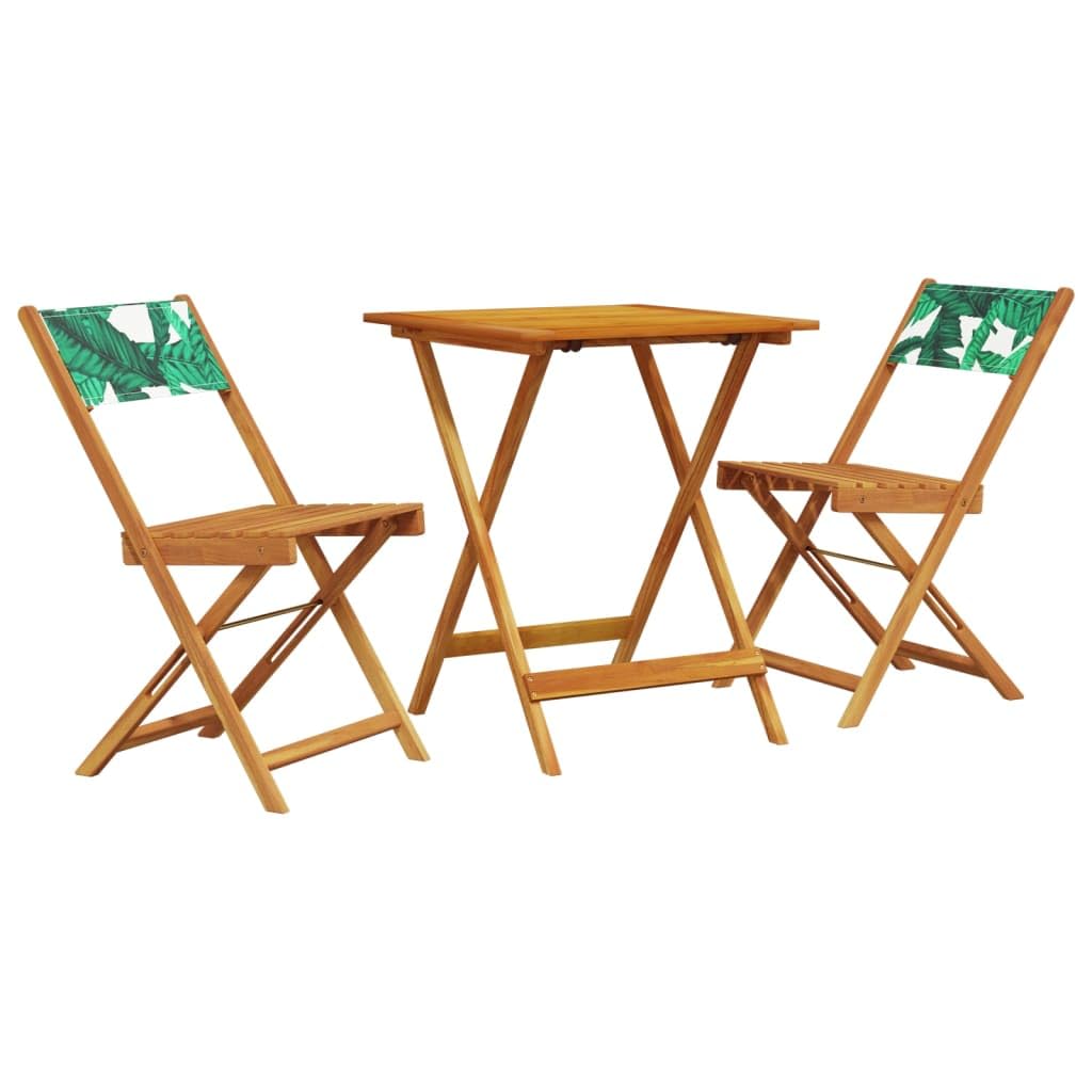 LAPOOH Set da Bistrot 3 pz Motivo Foglie in Tessuto e Legno Massello,Set Bistrò Veranda,Set Bistrot da Esterno,Set Bistrot da Balcone-3281764