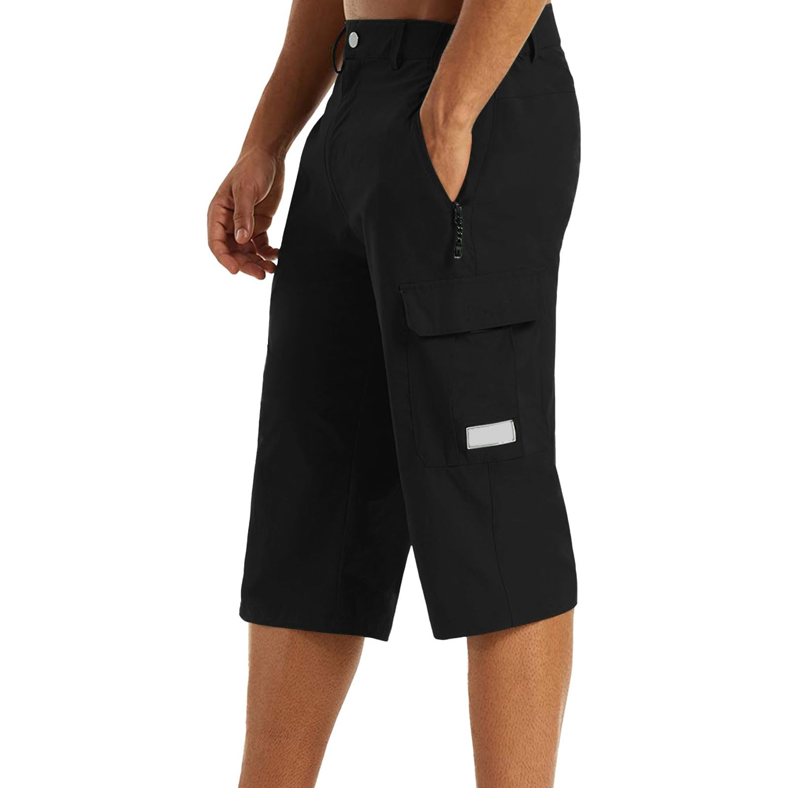 Herren 3/4 Hose Schnelltrocknend Outdoor Shorts mit Mehreren Taschen Leicht Sommer Caprihose Atmungsaktiv Wandern Bermuda Kurze Stretch Radhose Leichte Sporthose Wanderhose Trekkinghose