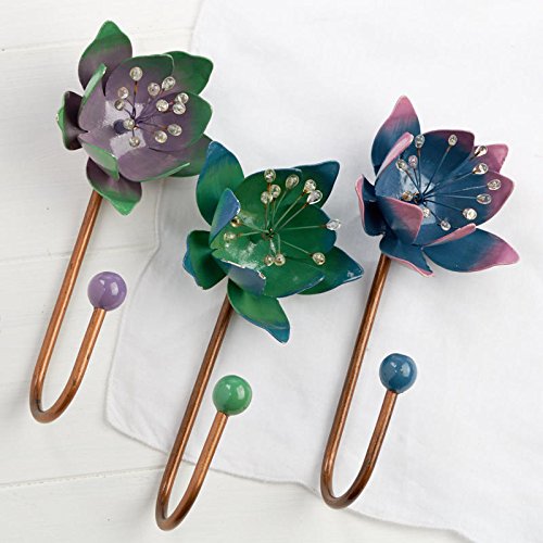 Assorted Style Water Lily Wall Hooks | 6 Hooks
