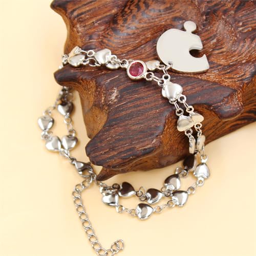 Image of 3PCS Love Heart Chain Bracelet Set for Women Graduation Gift Heart Puzzle Friendship Bracelet Personalized Name 3 Bracelets Customized Best Friends Family Love Jewelry SA4886