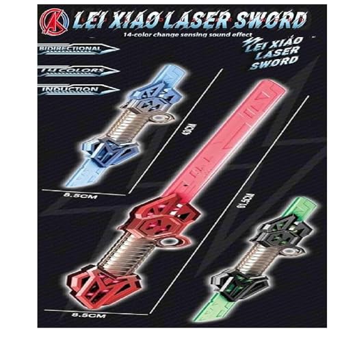 Image of Braintastic Kids Laser Sword Toy with 14 Color Changing Lights & Sound Effects | Motion Sensor Induction Toy Sword | Role Play Action Toy for Boys & Girls | Large Size 61.5 cm | Gift for Kids Age 6+