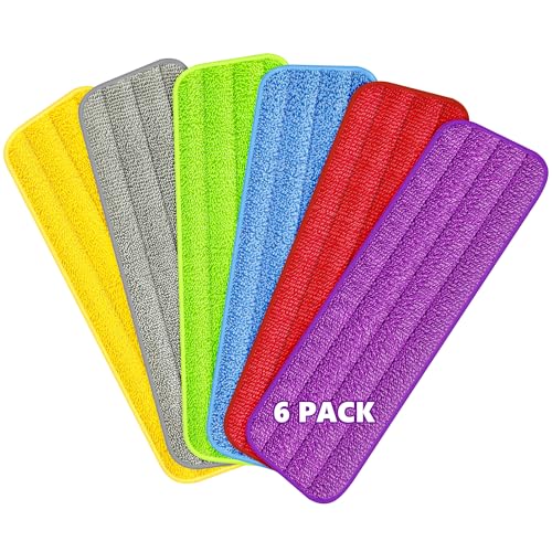 MEXERRIS 6 Pièces Serpillères en Microfibre de Rechange, Mop Remplacement des Tampons Serpillères de Nettoyage réutilisables et lavables en Machine pour...