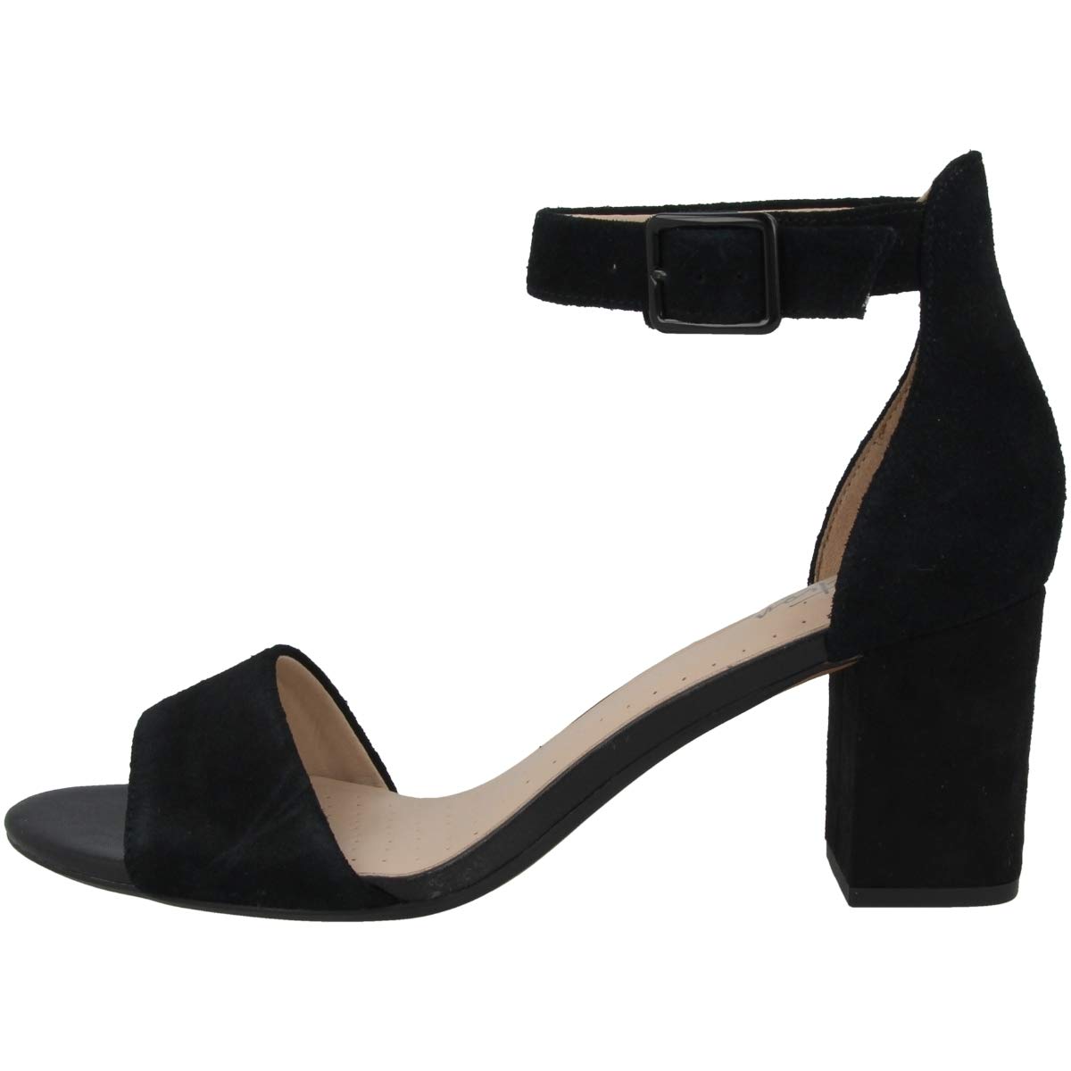 Clarks Womens 261451604 Ankle Strap Heels, Black (Black Suede -), 7.5 UK