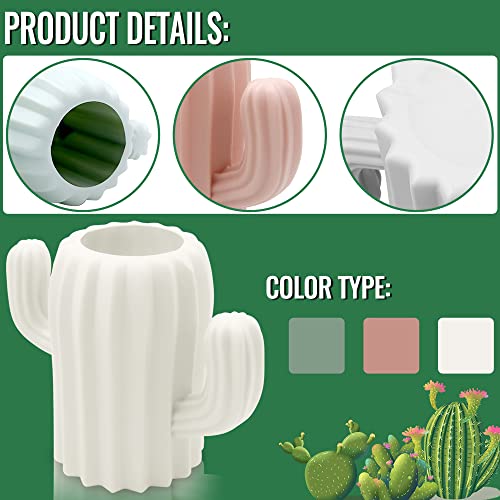 LeonBach 3 Pack Cactus Pen Holders for Desk,Cute Pencil Holders Succulent Pen Cups Cactus Office Classroom Decor Boho Desk Accessories Makeup Brush Holder Toothbrush Holder for Home School Office - Image 5