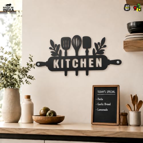 Image of Gift Kya De Kitchen Wall Hanging Sign for Home | Modern Black Kitchen Decor Wall Art | Wooden Wall Hanging for Cooking Area & Pantry