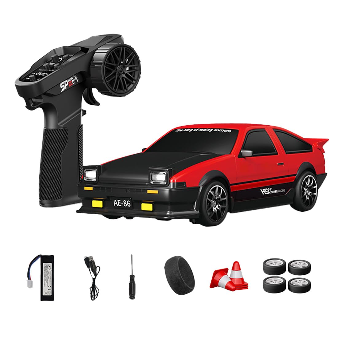 NULA 1:24 RC Drift Car, D24 RTR Full Proportional 4WD High Speed Remote Control Car with Gyro, Dual Drift Racing Tires, LED Light Effects for Adults- (Q2 Weihong / D24-05)