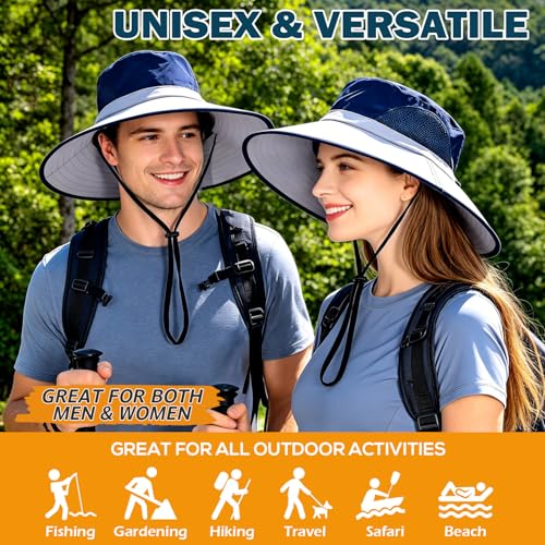Image of Wide Brim Sun Bucket Hat, Waterproof Boonie Hat for Men & Women | UPF 50+ UV Protection, Adjustable Fit, Chin Strap & Sweatband, Foldable Durable for Fishing Hiking Garden Beach