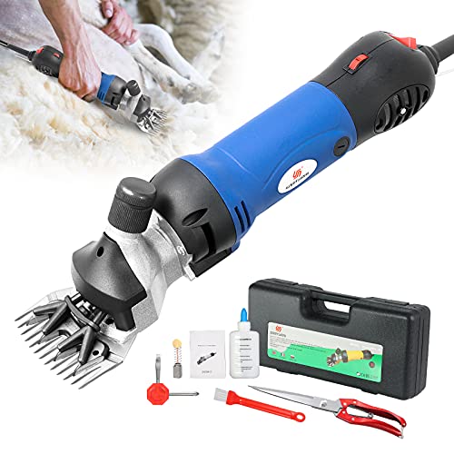 Sheep Shears Professional Electric Animal Grooming Shears for Sheep Goat Llama Horse Alpacas Thick Coat and Heavy Duty Animals Hair Fur Grooming,6 Speeds Heavy Duty Farm Livestock Haircut (Blue)