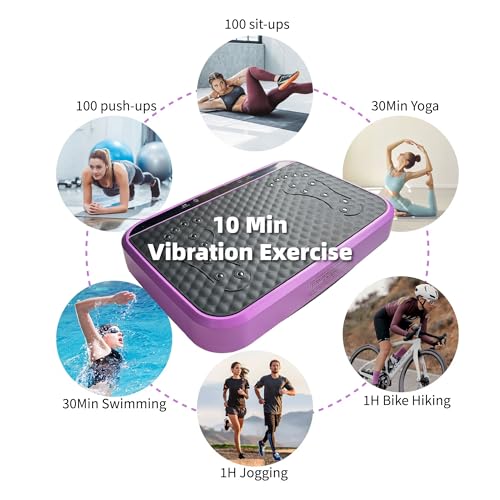 Image of Vibration Plate Machine with Resistance Bands and Remote Control 125 Speed Levels 450LB Capacity Whole Body Oscillating Platform for Home Use