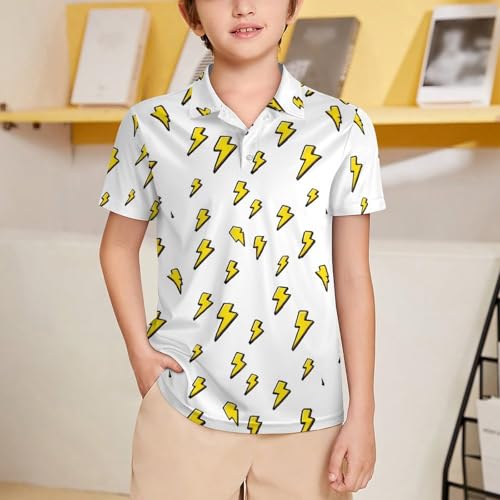 Boys' Classic Polo Shirts Short Sleeve Moisture-Wicking Golf & Tennis Shirts for Youth Teens The Yellow Lightning2