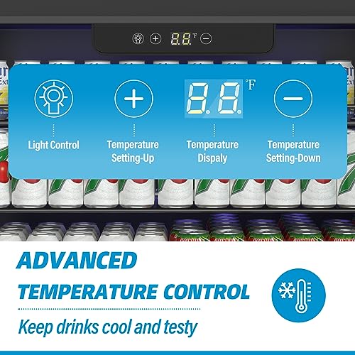 Image of Erivess 5.3 Cu Ft /166 Can Mini Fridge, Freestanding 24 Inch Beverage Refrigerator with Glass Front Door for Soda, Beer Under Counter Drink Refrigerator with Adjustable Shelves(Silver)