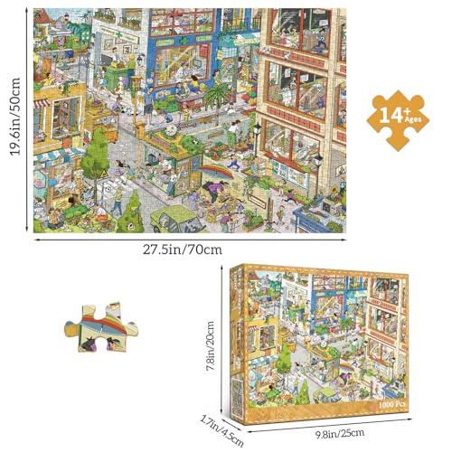 Chalzidar 1000 Piece Jigsaw Puzzles for Adults,Busy City Street Puzzle with 1:1 HD Poster, Precise Interlocking, Letter Markings on Back, Dust-Free, Stress Relief & Ideal Family Game Gift - image 2