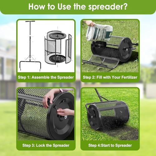 Image of Seeutek Compost Spreader, 24 inch Peat Moss Spreaders with 3 Heights