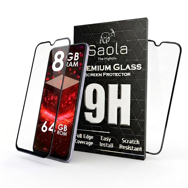 Image of Saola HD Clear Tempered Glass for itel A60s | High Strength 9H Protection, Smooth Touch, Full Coverage Screen Guard, 2-Step Installation Kit | Quick & Easy Application (Pack of 2)