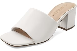 Women's White Square Open Toe Heels Sandals