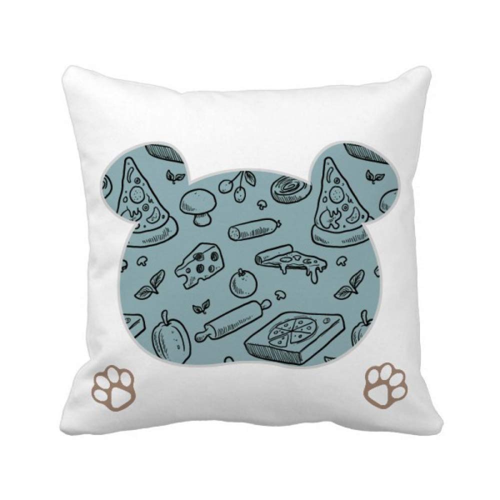 Housse de coussin pizza ours motif imprimé carré salon