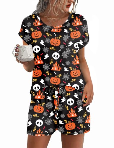 Ekouaer Womens Pajamas Sets Short Sleeve Tops and Shorts Pjs Soft Sleepwear