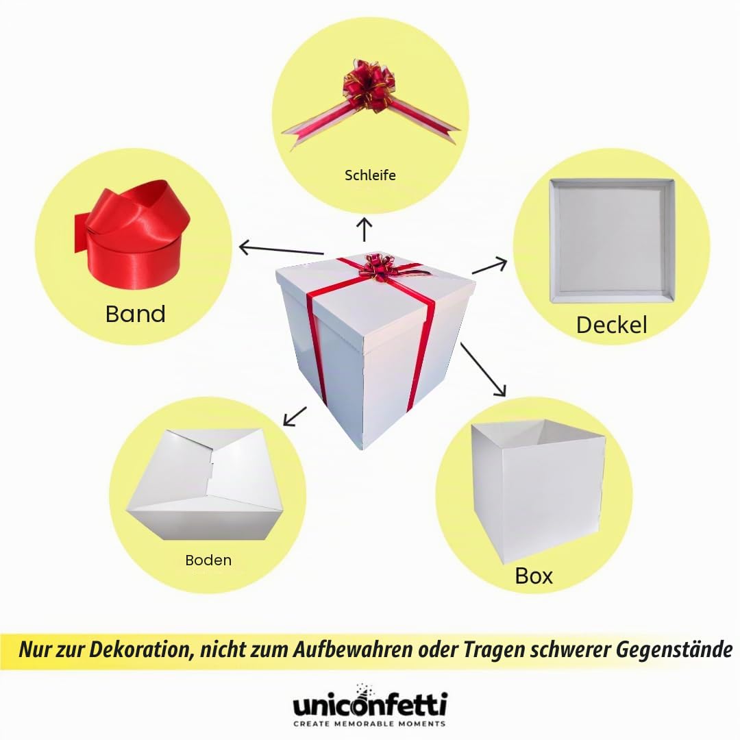 Extra große Geschenkbox, 71,1 x 71,1 x 71,1 cm, riesige, weiße Geschenkboxen mit Deckel für große Geschenke, große Geschenke für Geburtstagsüberraschung, besondere Anlässe, einzigartige Feiern, nicht