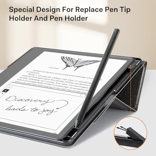 Image of CoBak Stand Case for Kindle Scribe - Premium Folio Leather Cover with Pen Holder, Auto Sleep /Wake - Compatible with 10.2 Inch Kindle Scribe (2022 /2024 Release)