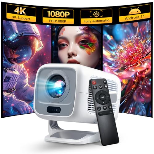 Image of Native 1080P Smart Projector with 4K Support, Auto Focus & Keystone Proyector, Android 11 Smart WiFi 6 Bluetooth 5.4, Portable Outdoor Movie Projectir for iPhone/Netflix/Camping, Home Theater Gift