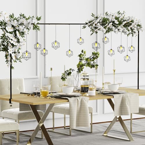 Putros Over The Table Rod Stand with Clamps Black 13-42 Tall 29-98 Length Adjustable Metal Table Arch Hanging Rod Stand for Party Wedding Anniversary Christmas Decoration