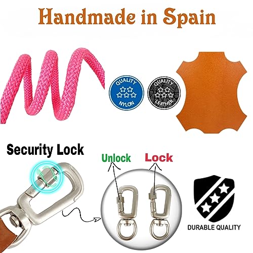 Dog Leash, Hands-Free, Adjustable, Handmade in Spain, for Small Medium and Large Dogs. Pink & Cognac, (150cm-245cm)*ø12mm - Image 2