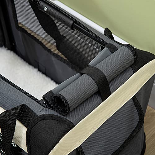 PawHut Hundebox faltbar Hundetransportbox 50,5 x 33,5 x 35 cm Transportbox mit Handgriff, Tasche Transporttasche Hundetasche für kleine Hunde Grau