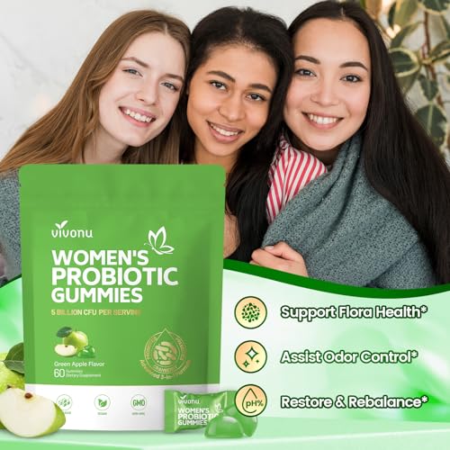 Image of VivoNu Viginal Probiotic for Women, Women Probiotic Gummies, Feminine Balance Gummies, Green Apple Probiotics for Woman Vaginigal Health, Yeast Ph Balance