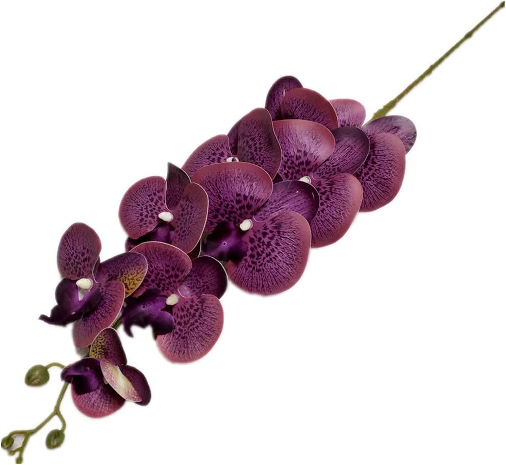 6pcs Artificial Large Butterfly Orchids Plus 3 Leaf Bunches 9 Heads Latex Phalaenopsis Orchid Flower Plant for Wedding Centerpieces Floral Decoration (FF25)