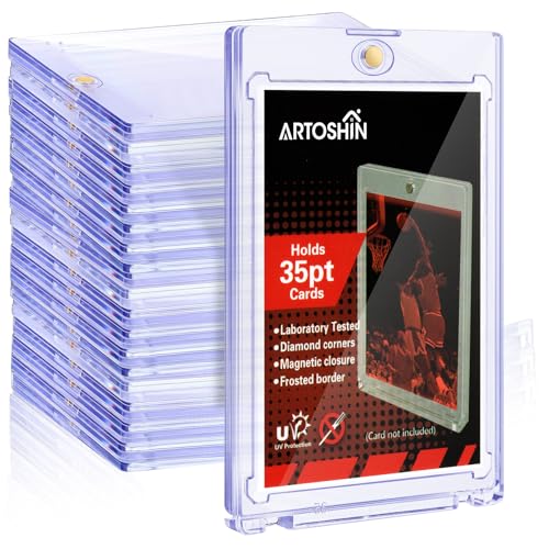 Tarjetero magnético de 20 quilates, con protección UV, soporte para tarjetas de béisbol, soporte magnético de 35 pt, soportes magnéticos para tarjetas comerciales, protege y almacena valiosas tarjetas