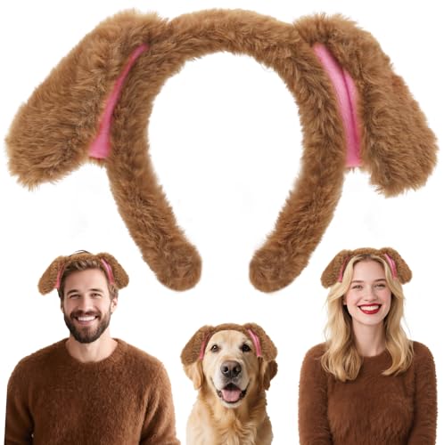 Floppy Dog Ears Headband Costumes, Brown Puppy Dog Ear Costume for Adults