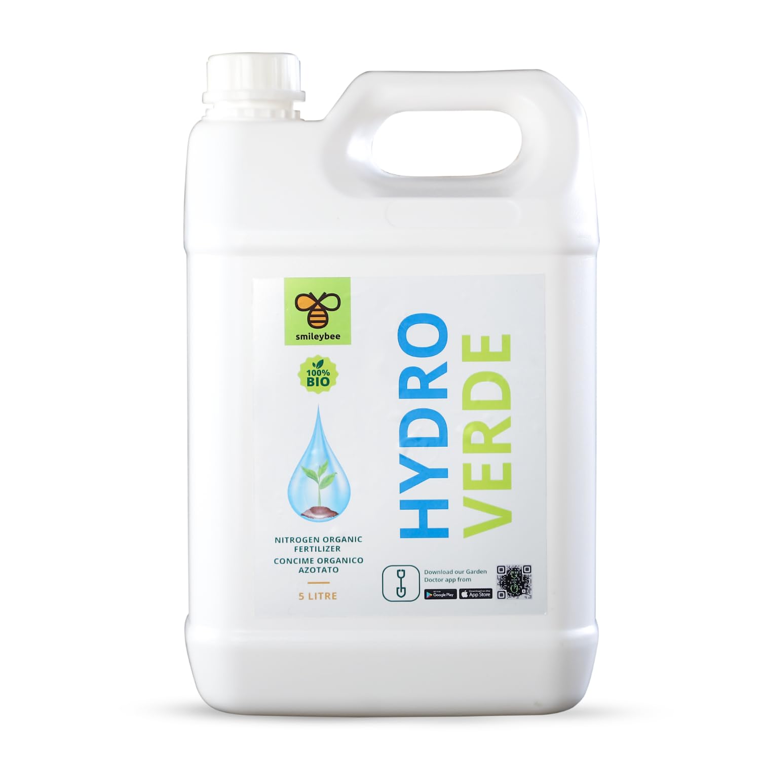 Hydroverde Concime Liquido Fertilizzante Biostimolante a Base di Amminoacidi, 100% Biologico - Nutre e Protegge la Pianta in Modo Completamente Naturale - 5 Litri