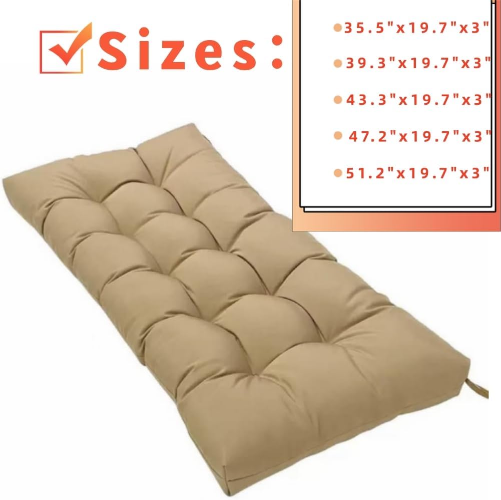 Waterproof Indoor/Outdoor Bench Cushion, Garden Loveseat Cushion, Swing Seat Cushion,Thicken Patio Bench Soft Rocking Chairs Pad for Garden Furniture Patio Loveseat Bench (Off-White, 39.3x19.6in)