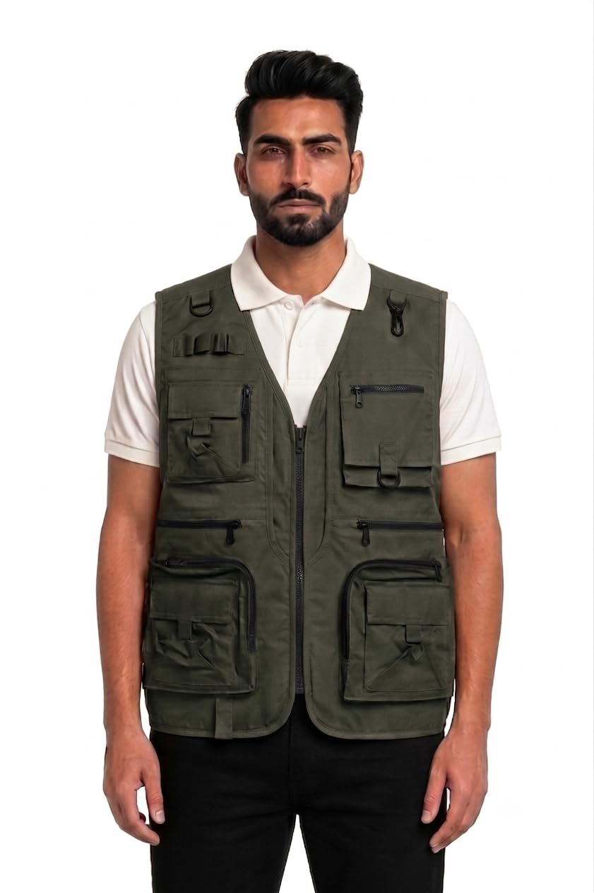 Langford Utility Work Vest, Temporal Olive, 240 GSM PC Spandex Twill, Classic Fit-image-43