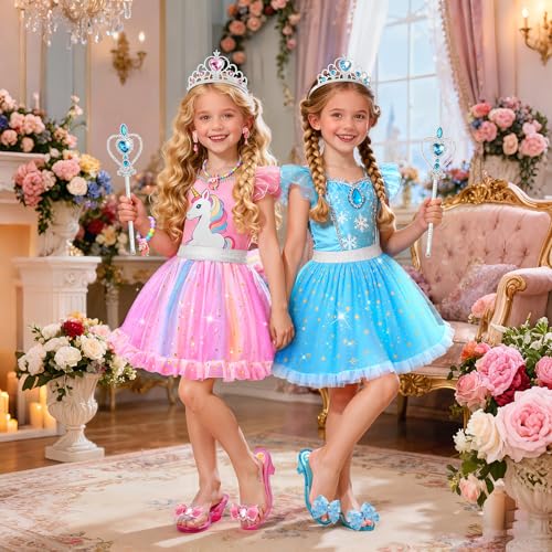 Vestido de princesa con zapatos y accesorios para niñas miniatura 3