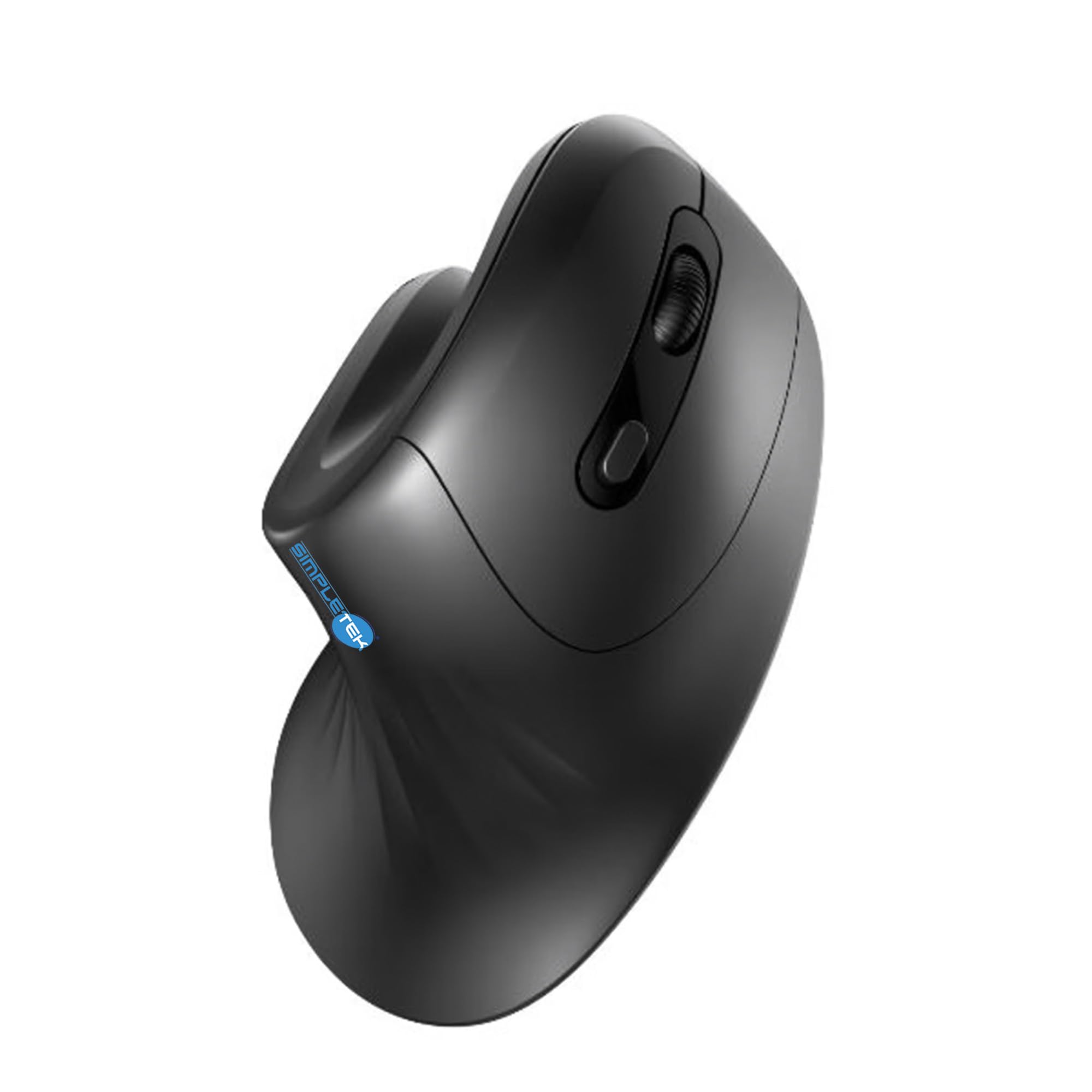 SIMPLETEK - Mouse Verticale Ergonomico Wireless - Senza Fili 2.4GHz - DPI Regolabile fino a 3200-6 Pulsanti - Design Nero- Ricevitore USB Incluso