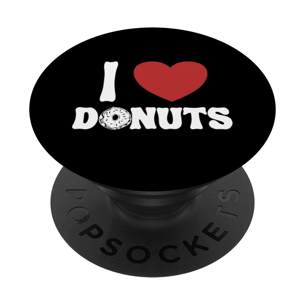 I love Donuts Doughnut Maker Glazed Lover Donut PopSockets Swappable PopGrip, Black