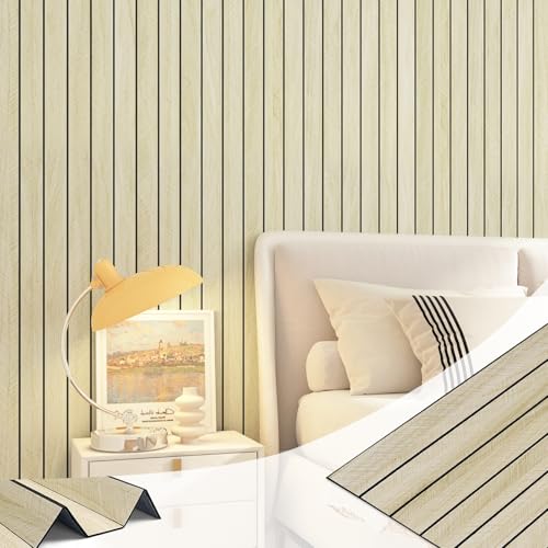 LaCheery Faux Wood Slat Wall Panel Peel and Stick 3D