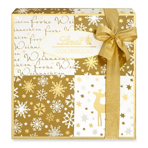 Lindt Schokolade | Goldstücke Pralinés-Schachtel | 300g | 29 edle Pralinés in 13 weihnachtlichen Sorten als Pralinenmischung, teilweise mit Alkohol | Premium Pralinen-Geschenkbox zu Weihnachten