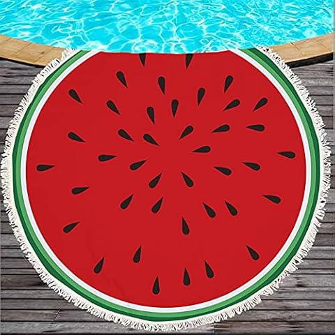 kewing Oversized Round Beach Towel with Tassel Cover