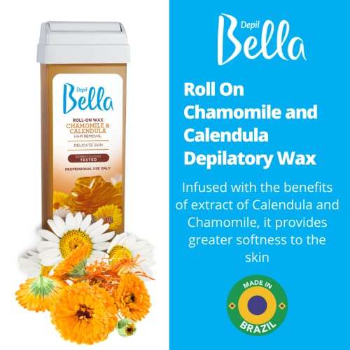 Depil Bella Brazilian Roll On Wax Chamomile and Calendula Depilatory | Body Waxing, Hair Removal Wax-Cartridge | Men and Women | Home Self Waxing | Sensitive Skin | Dermatologically Tested (3 PACK) - Image 3