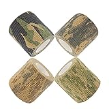 BOROLA Self-Adhesive Protective Camouflage Tape Cling Scope Wrap Camo Stretch Bandage for Camping,Flashlights,Bicycle,Range Finder Camera etc.（4Pcs, 4 Type of Camo