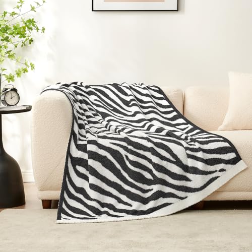 Snuggle Sac SNUGGLESACHEATHER Zebra Blanket Black Zebra Print Blanket Ultra Soft Reversible Zebra Throw Blanket For Couch, Sofa & Bed thumb #2