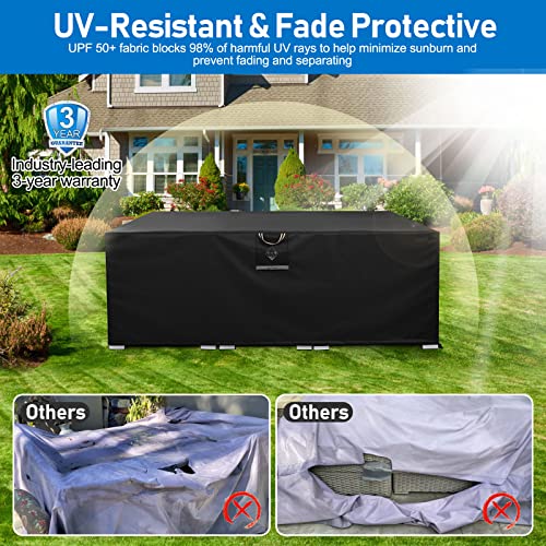Paswith Outdoor Patio Furniture Covers Waterproof 600D Strong Tear Resistant Outdoor Table Covers, Patio Furniture Covers Windproof Uv & Fade Resistant For Outdoor Furniture(138" L×103" W×32" H) #TOP4